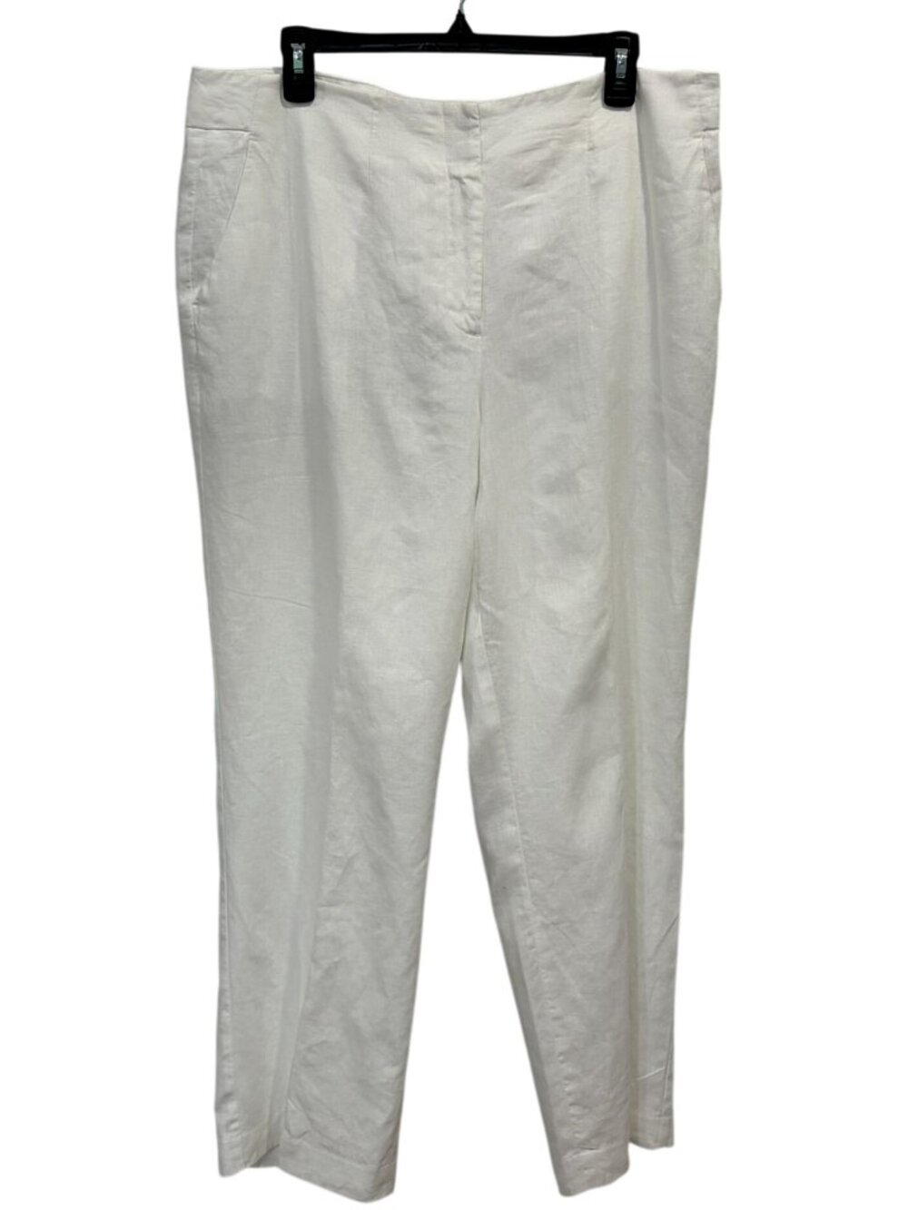Talbots Southampton Pants Size 14 White 100% Linen Lined High Waist Casual